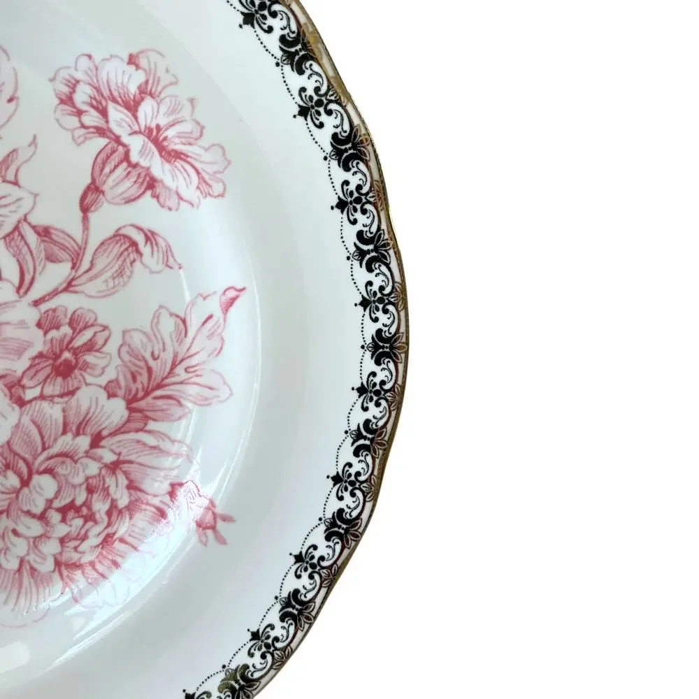 222 Fifth Pink Gold Floral Porcelain Salad Plates 8.5” Set of 4 Chic Easter NEW